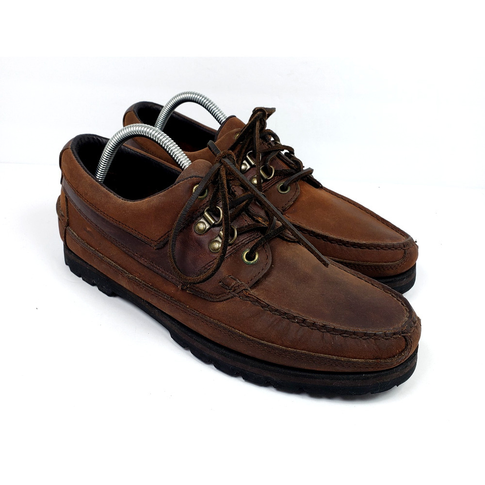RJ Colt Schooner Mens Size 10.5 Brown Leather Lace Up Oxford Boat Shoes